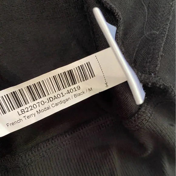 Quince Black French Terry Modal Longline Open Front Waterfall Cardigan SZ M - Picture 7 of 8